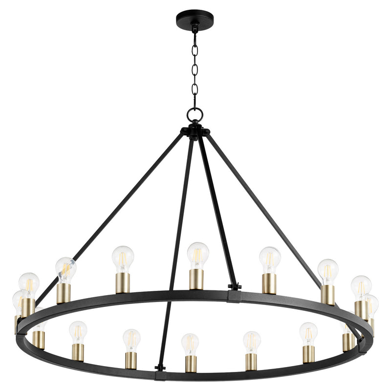 Quorum - 64-16-6980 - 16 Light Chandelier - Paxton - Textured Black w/ Aged Brass
