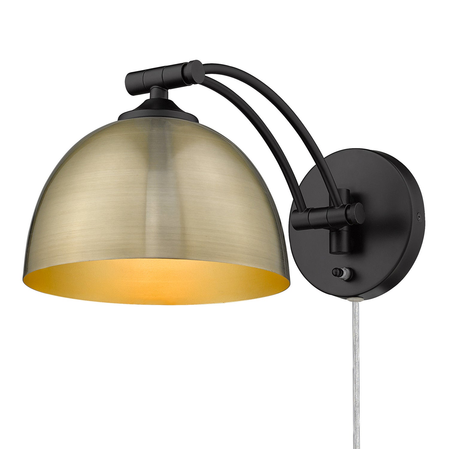 Golden - 3688-A1W BLK-AB - One Light Swing Arm - Rey - Matte Black
