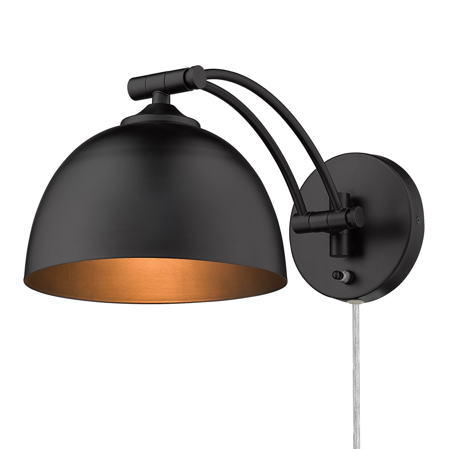 Golden - 3688-A1W BLK-BLK - One Light Swing Arm - Rey - Matte Black