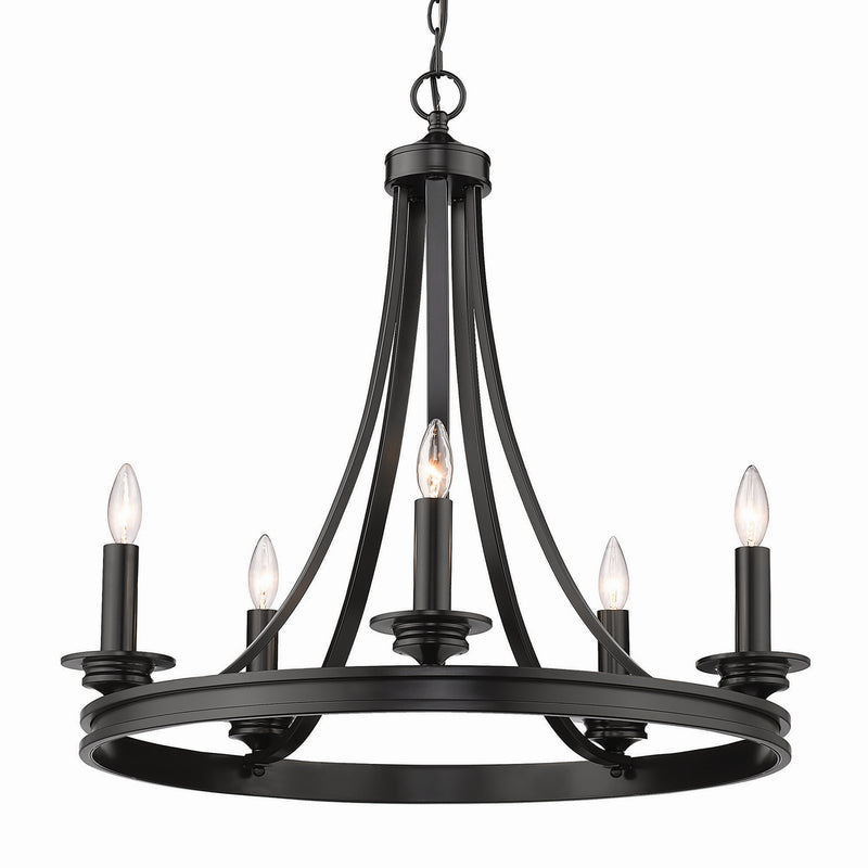 Golden - 3863-5 BLK - Five Light Chandelier - Saldano - Matte Black