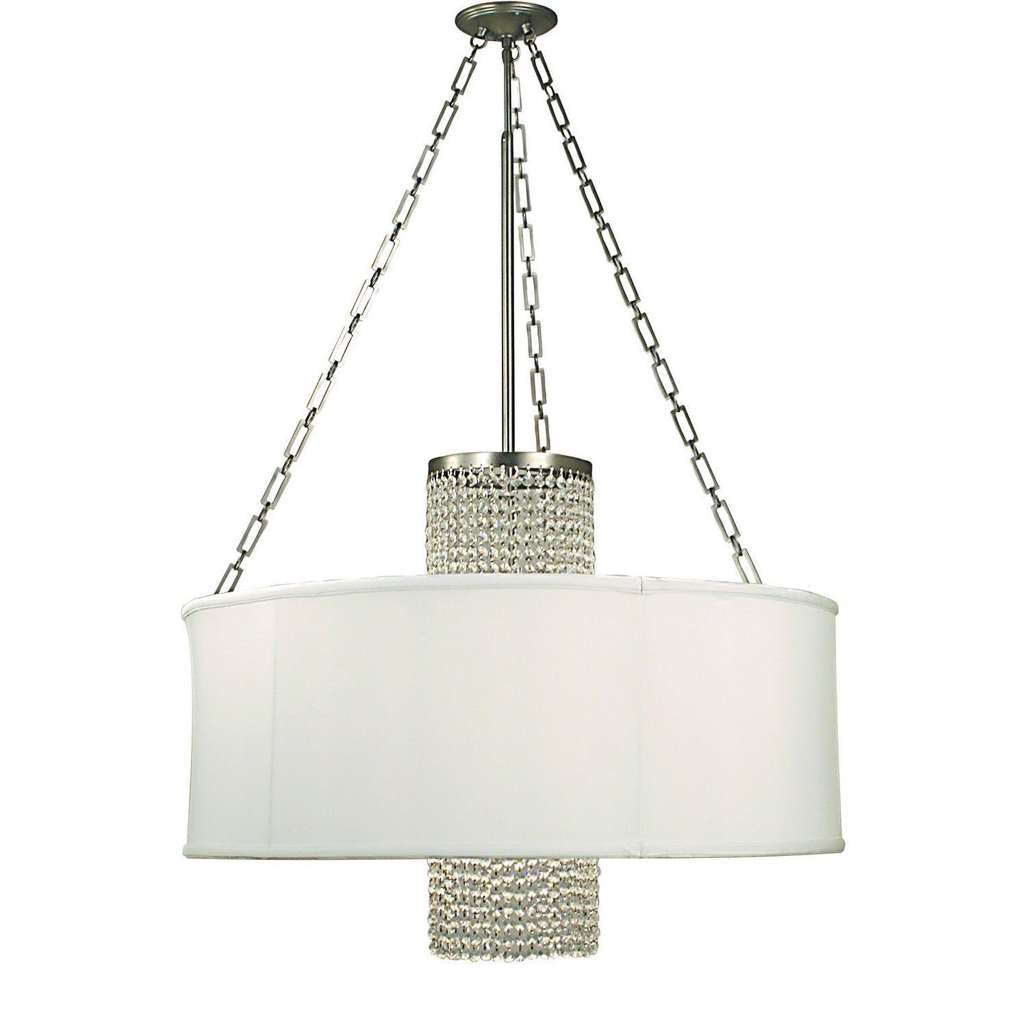 Framburg - 1958 PS/SWH - Four Light Chandelier - Angelique - Polished Silver w/White Sheer Shade