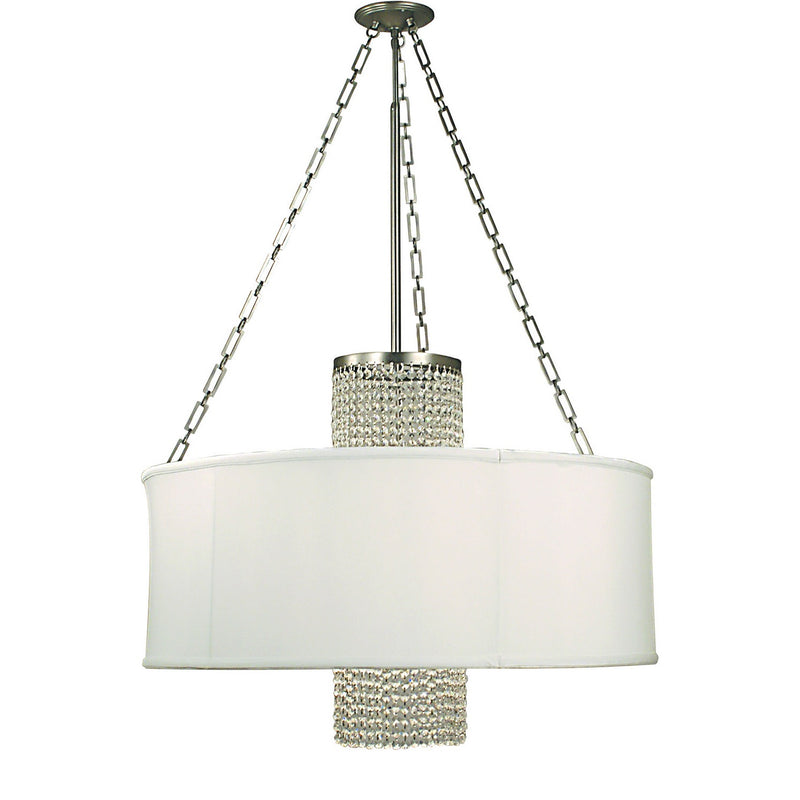 Framburg - 1958 PS/SWH - Four Light Chandelier - Angelique - Polished Silver with White Sheer Shade