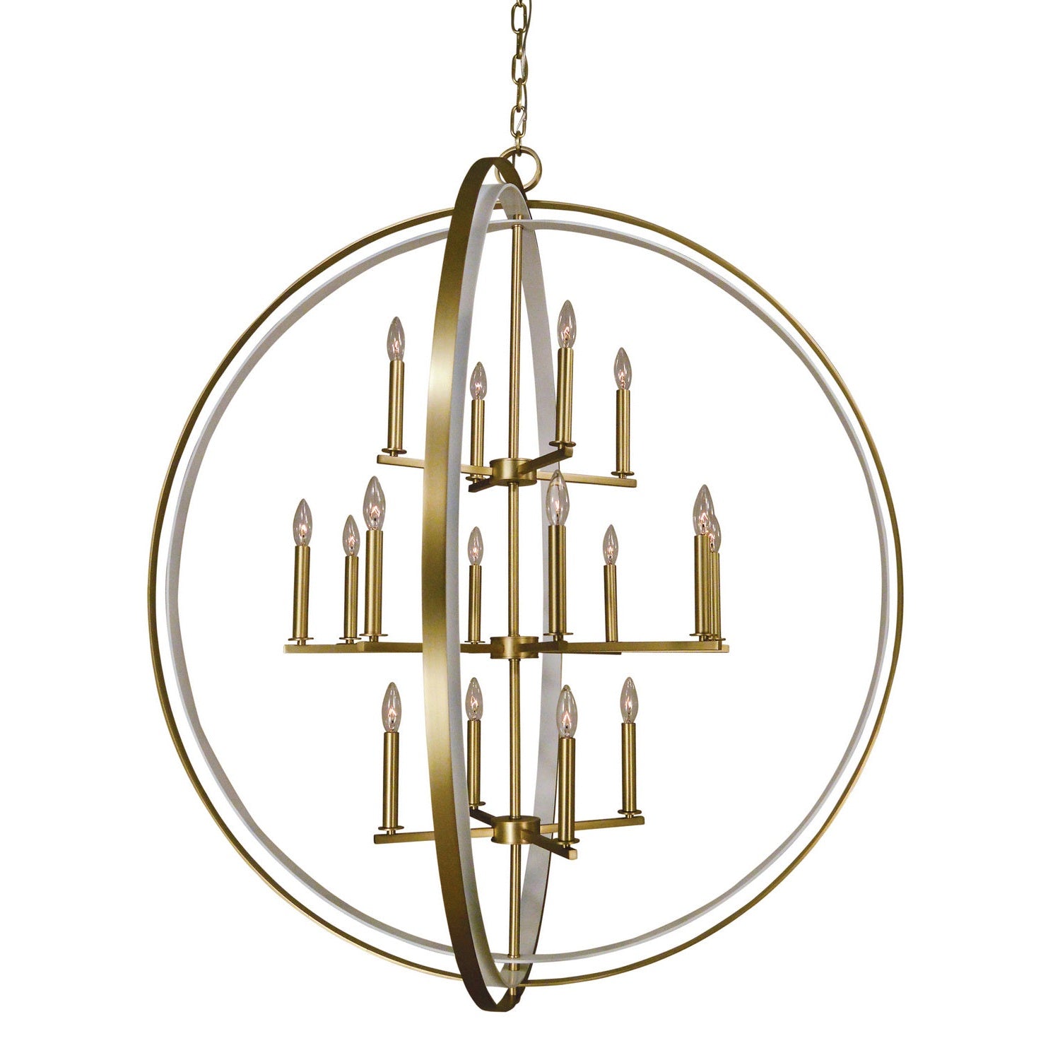 Framburg - 4656 SB/SW - 16 Light Foyer Chandelier - Constellation - Satin Brass w/Satin White