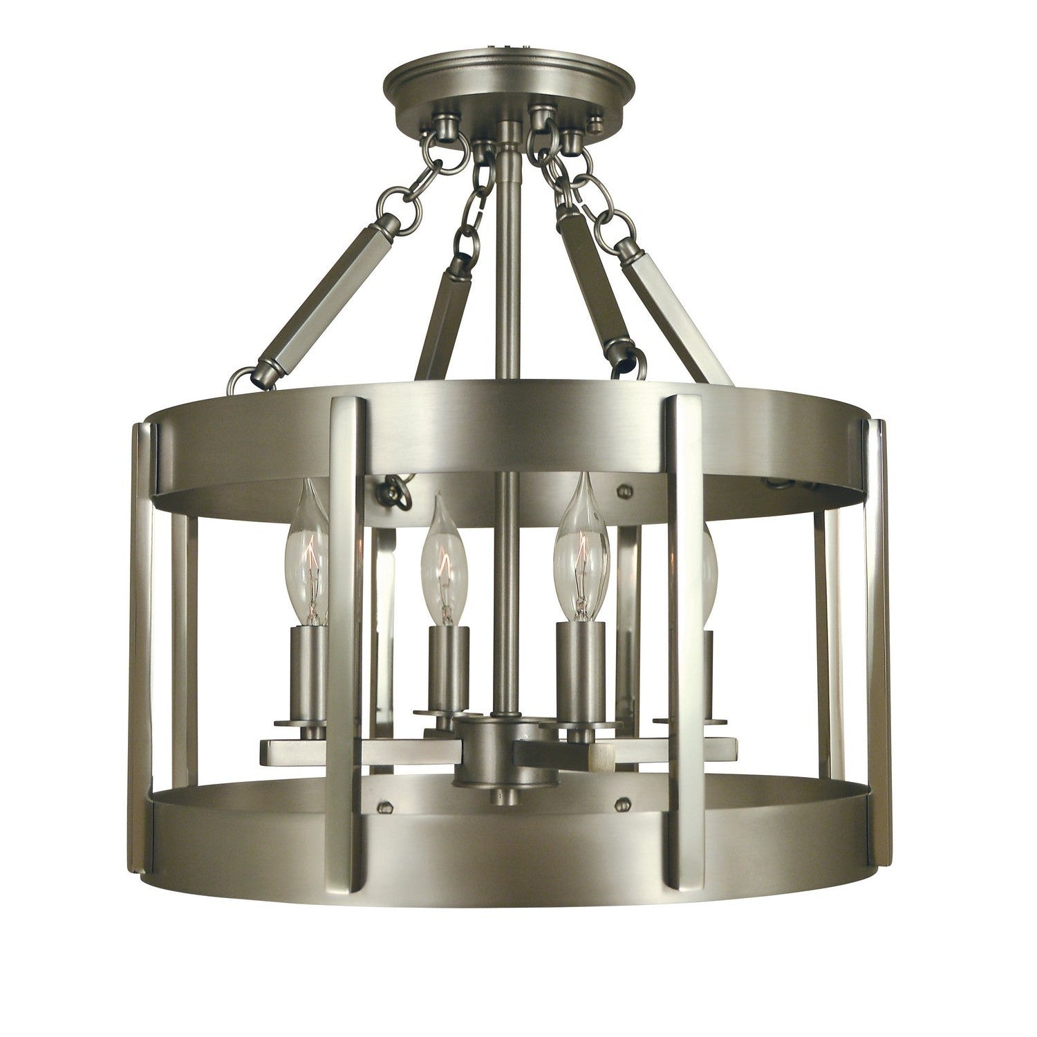 Framburg - 4662 SP/PN - Four Light Flush / Semi-Flush Mount - Pantheon - Satin Pewter w/Polished Nickel