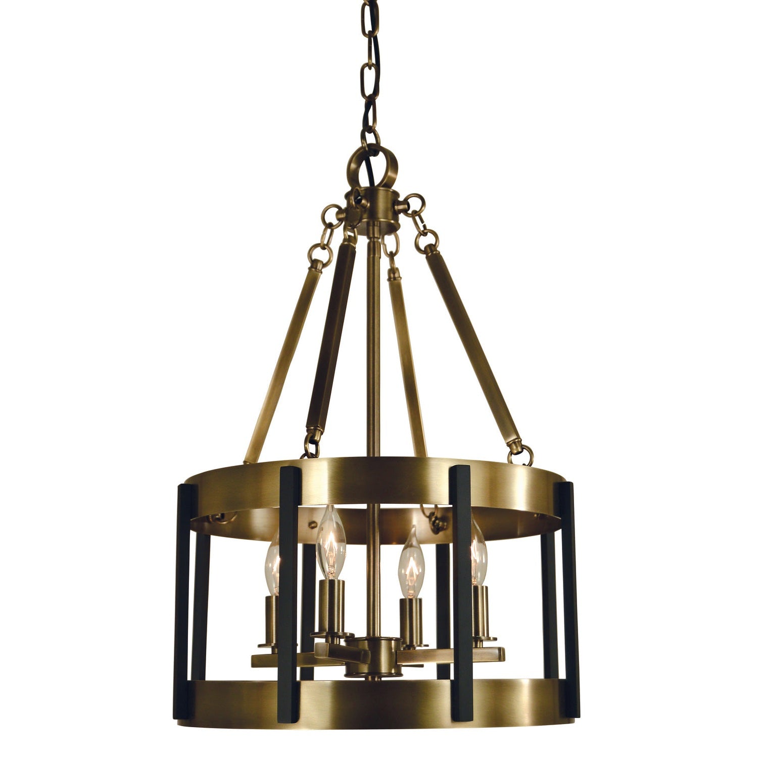 Framburg - 4664 AB/MBLACK - Four Light Chandelier - Pantheon - Antique Brass w/Matte Black