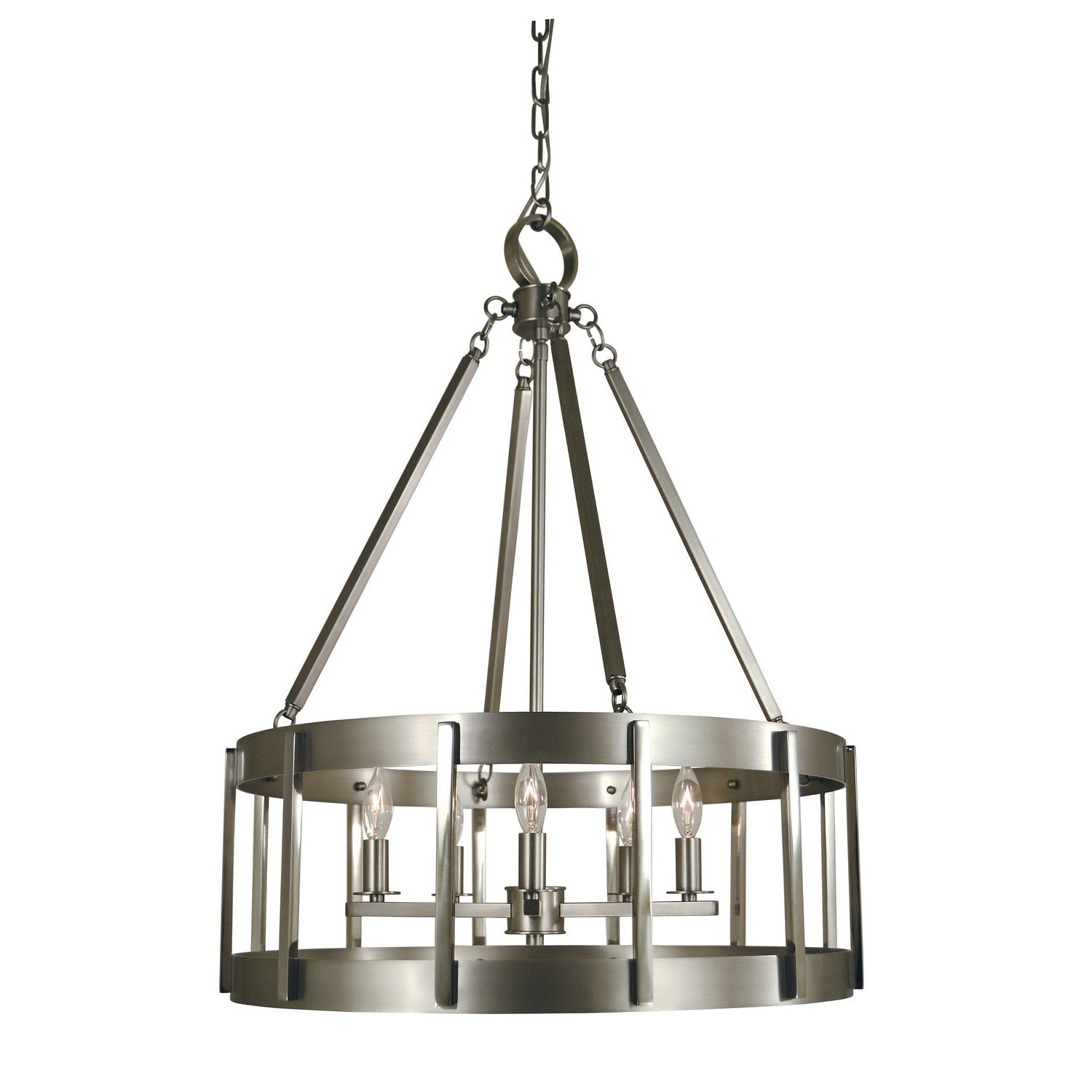 Framburg - 4665 SP/PN - Five Light Chandelier - Pantheon - Satin Pewter w/Polished Nickel
