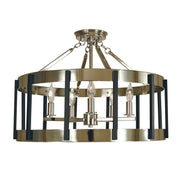 Framburg - 4666 PN/MBLACK - Five Light Flush / Semi-Flush Mount - Pantheon - Polished Nickel w/Matte Black