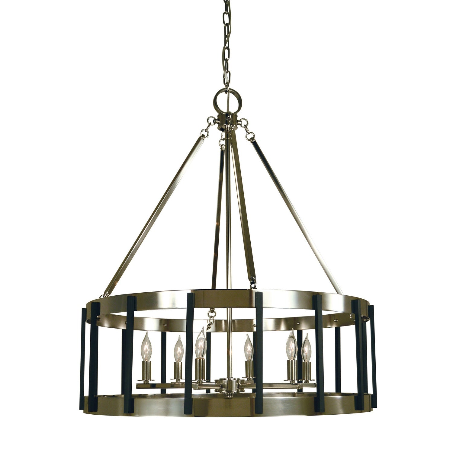 Framburg - 4668 PN/MBLACK - Six Light Chandelier - Pantheon - Polished Nickel w/Matte Black