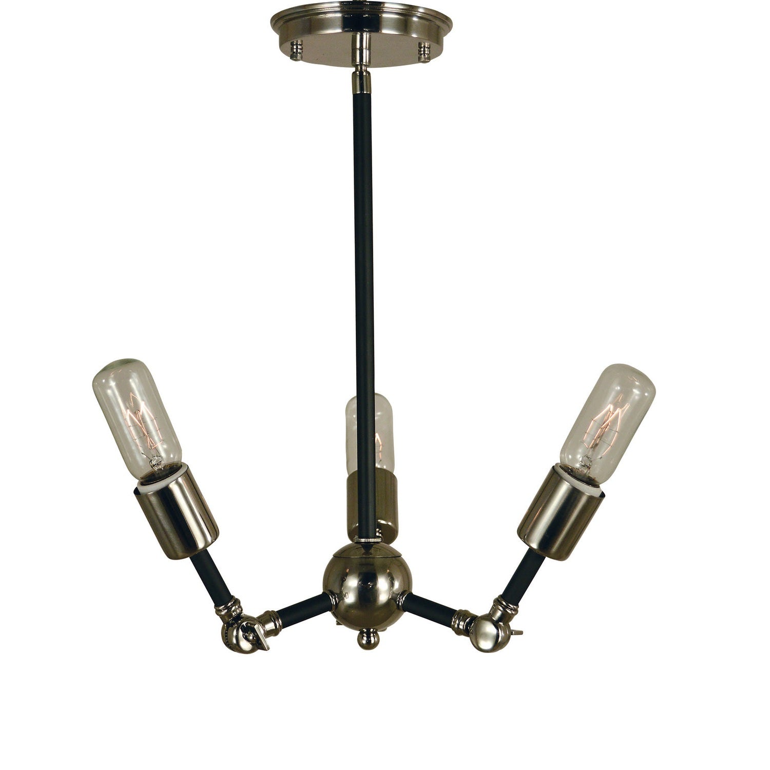 Framburg - 4683 PN/MBLACK - Three Light Chandelier - Felix - Polished Nickel w/Matte Black