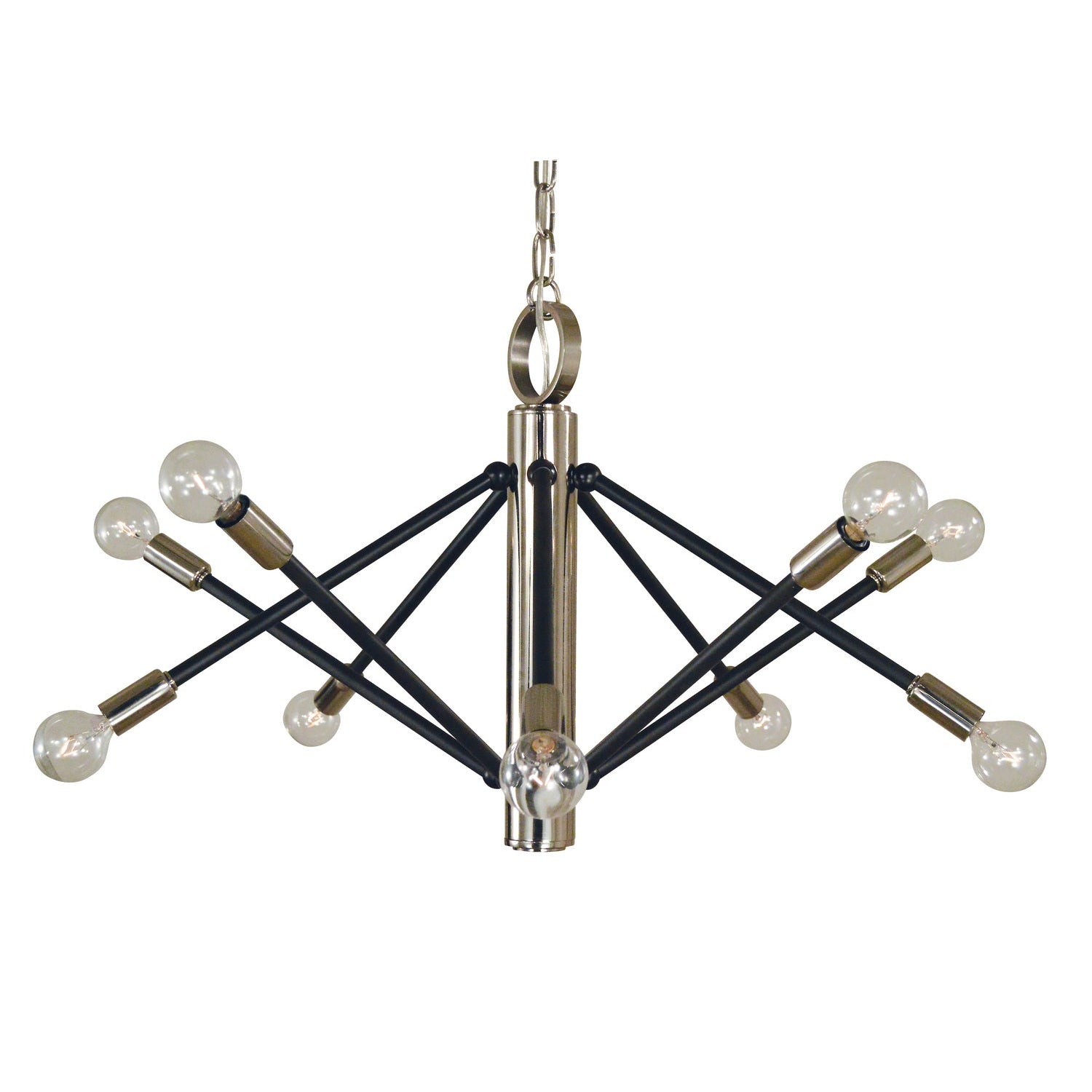 Framburg - 4687 PN/MBLACK - Ten Light Chandelier - Felix - Polished Nickel w/Matte Black