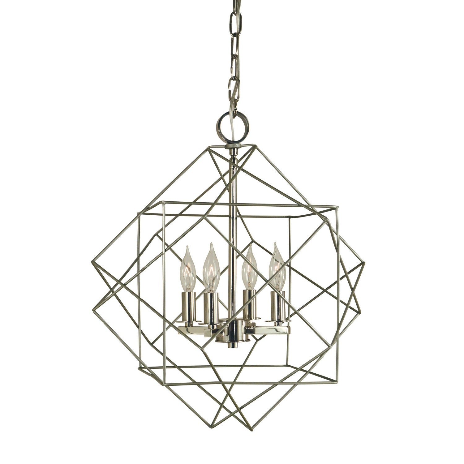 Framburg - 4704 SP/PN - Four Light Chandelier - Etoile - Satin Pewter w/Polished Nickel
