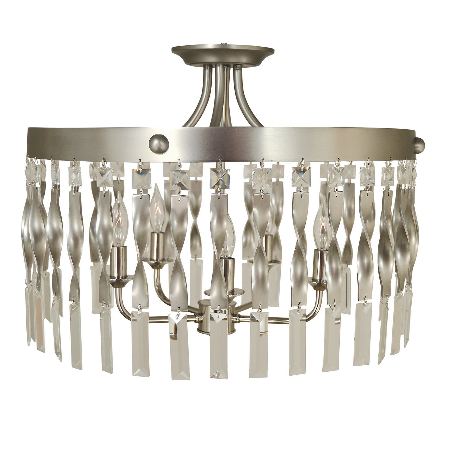Framburg - 4713 SP/PN - Five Light Flush / Semi-Flush Mount - Adele - Satin Pewter w/Polished Nickel