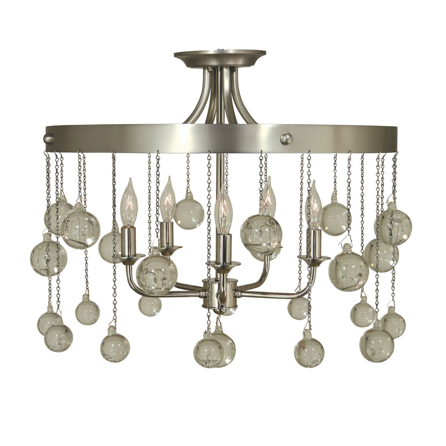 Framburg - 4768 SP/PN - Five Light Flush / Semi-Flush Mount - Falling Stars - Satin Pewter w/Polished Nickel