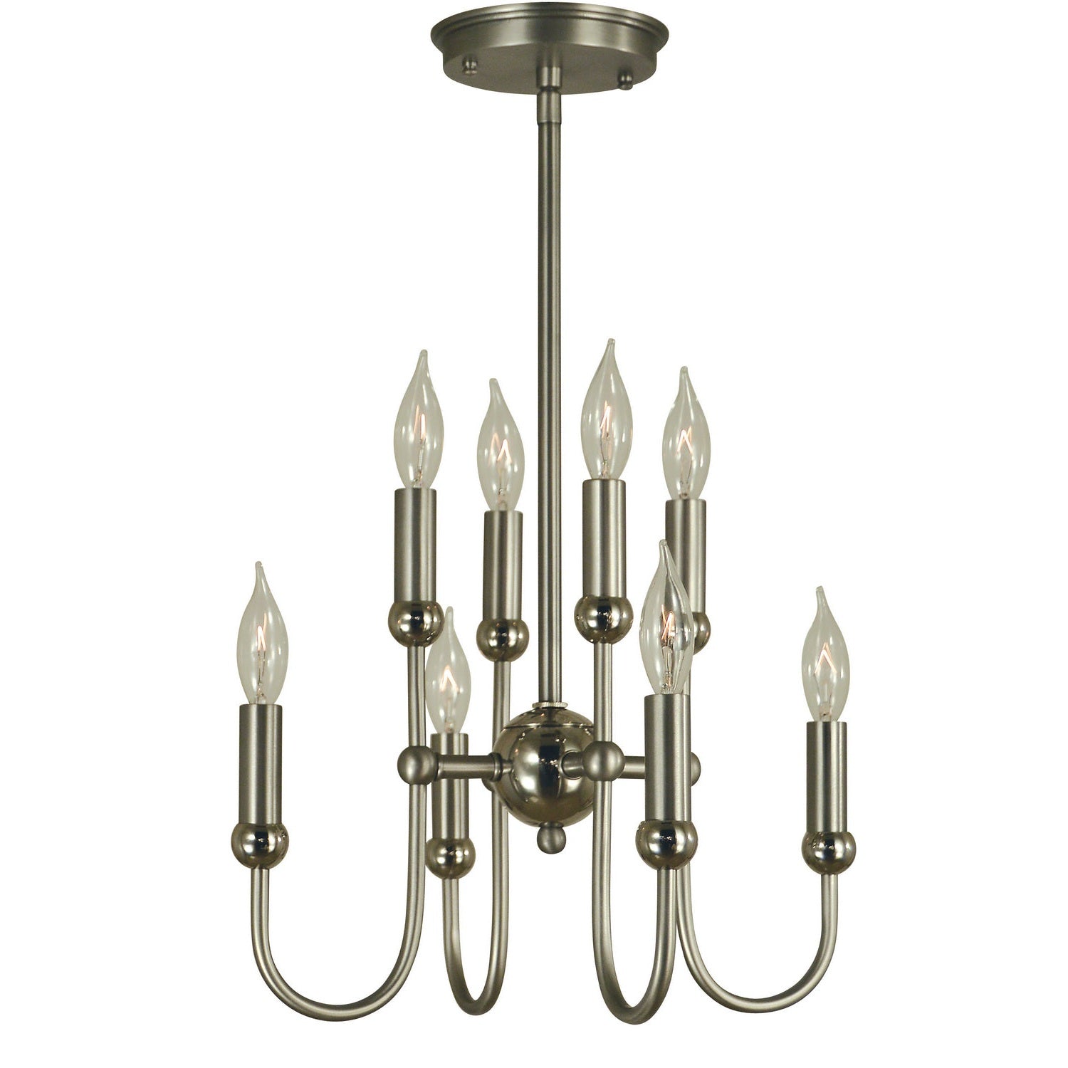 Framburg - 4794 SP/PN - Eight Light Chandelier - Nicole - Satin Pewter w/Polished Nickel