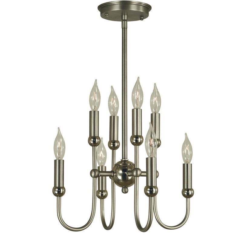 Framburg - 4794 SP/PN - Eight Light Chandelier - Nicole - Satin Pewter with Polished Nickel