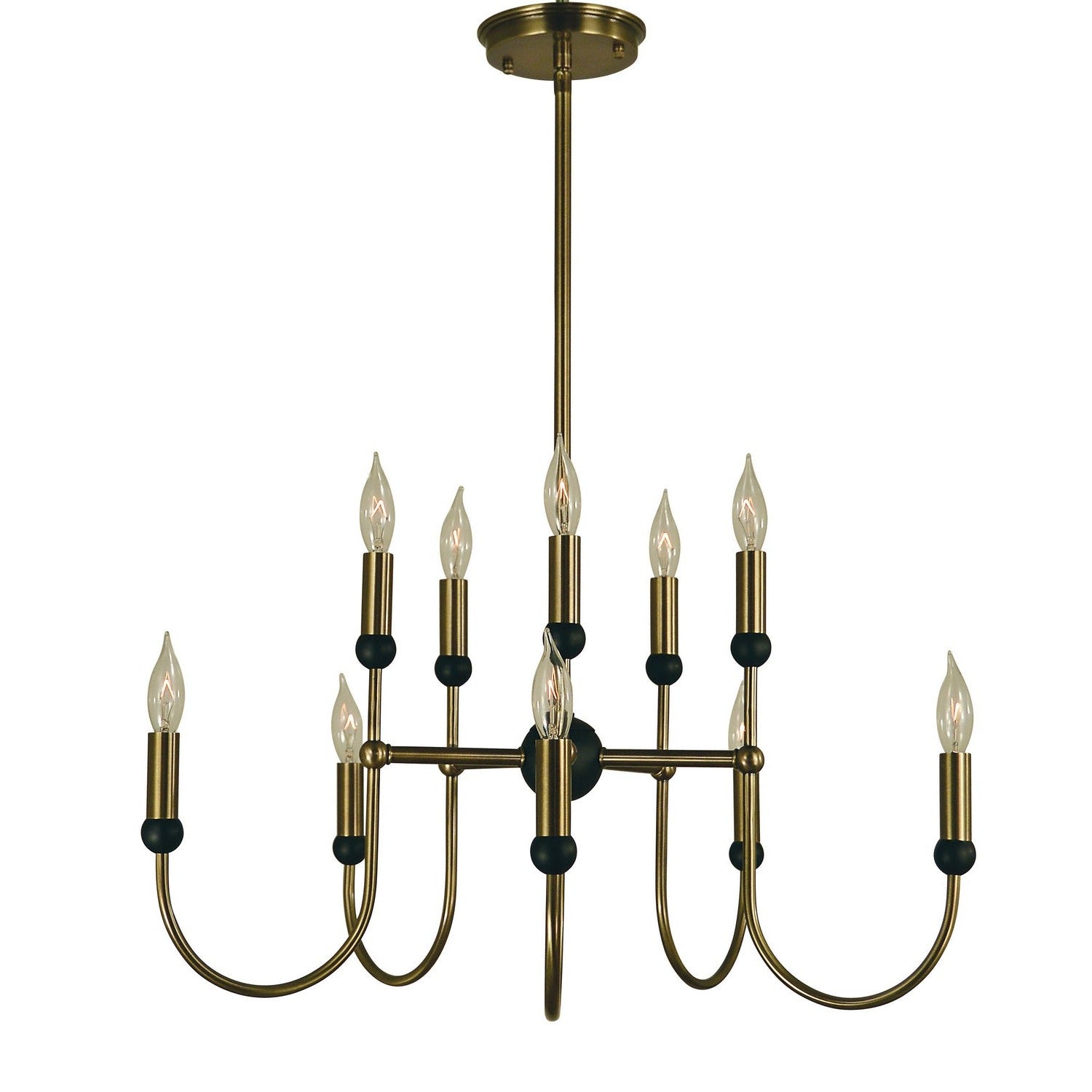 Framburg - 4795 AB/MBLACK - Ten Light Chandelier - Nicole - Antique Brass w/Matte Black