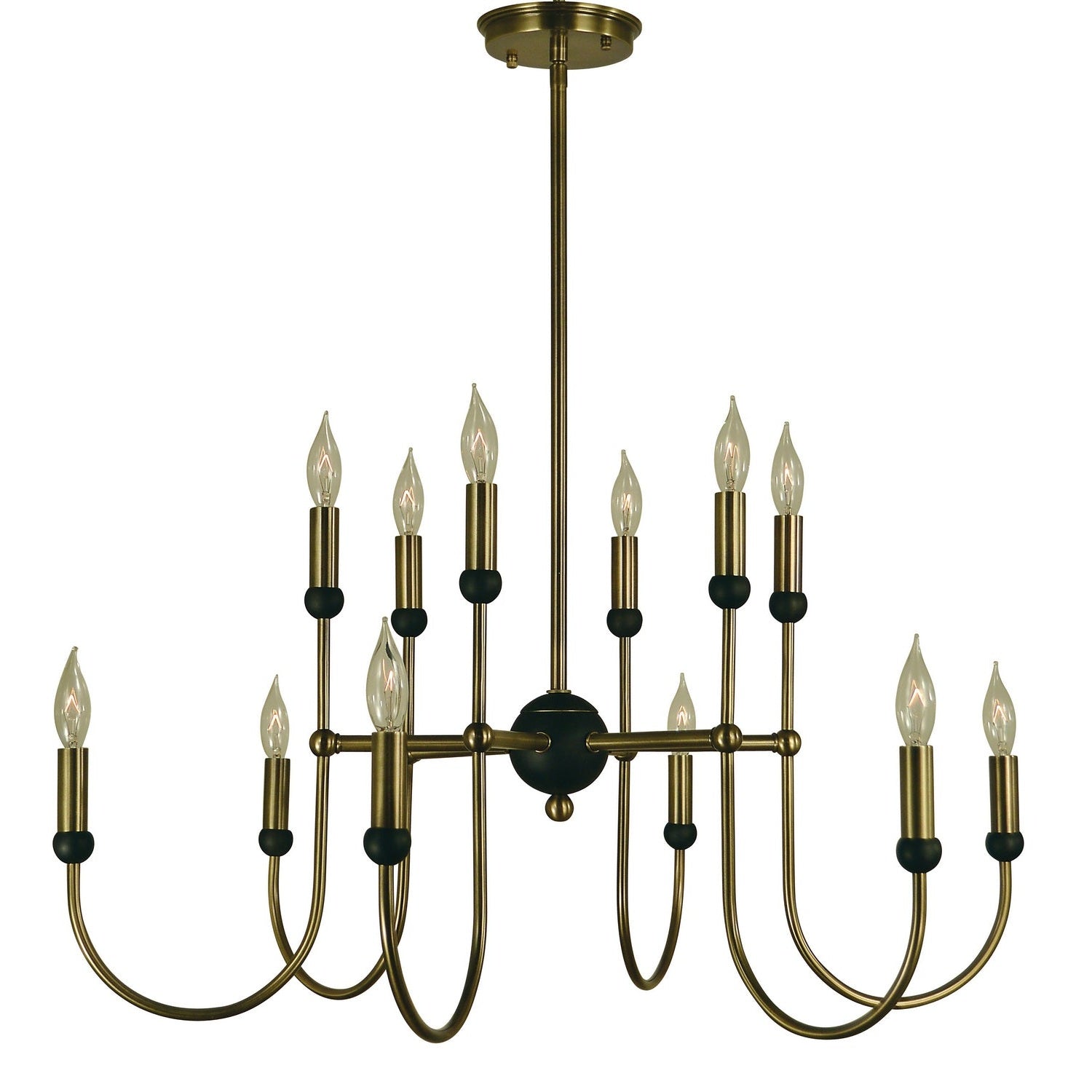 Framburg - 4798 AB/MBLACK - 12 Light Chandelier - Nicole - Antique Brass w/Matte Black