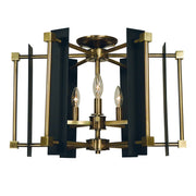 Framburg - 4803 AB/MBLACK - Five Light Flush / Semi-Flush Mount - Louvre - Antique Brass w/Matte Black