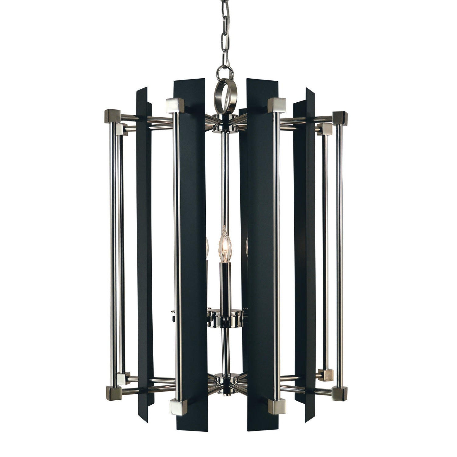 Framburg - 4805 PN/MBLACK - Five Light Foyer Chandelier - Louvre - Polished Nickel w/Matte Black
