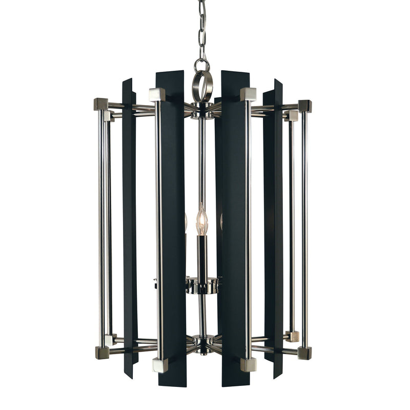 Framburg - 4805 PN/MBLACK - Five Light Foyer Chandelier - Louvre - Polished Nickel w/Matte Black
