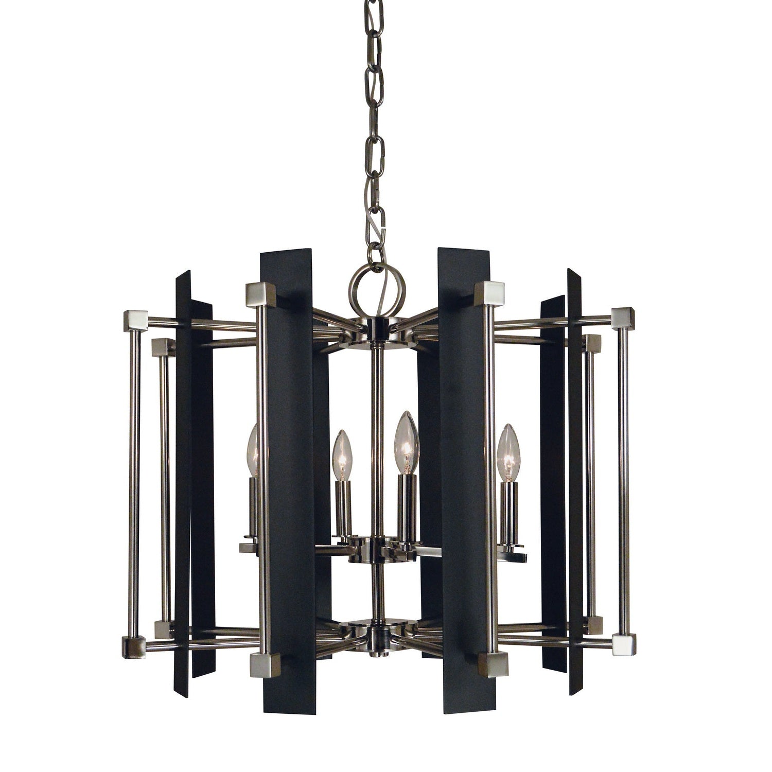 Framburg - 4807 PN/MBLACK - Six Light Chandelier - Louvre - Polished Nickel w/Matte Black