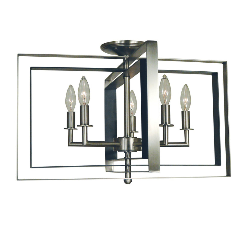 Framburg - 4862 BN/MBLACK - Five Light Flush / Semi-Flush Mount - Symmetry - Brushed Nickel w/Matte Black