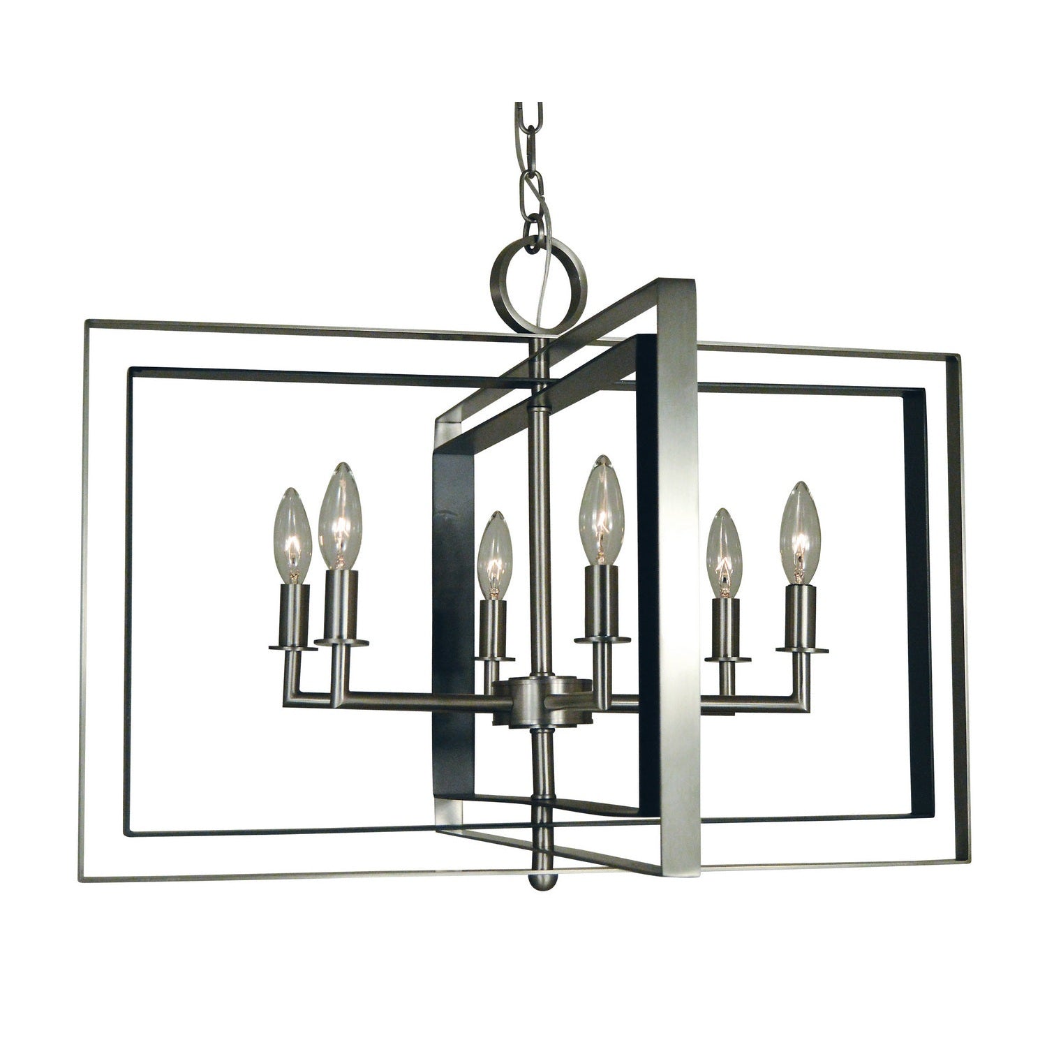 Framburg - 4866 BN/MBLACK - Six Light Chandelier - Symmetry - Brushed Nickel w/Matte Black