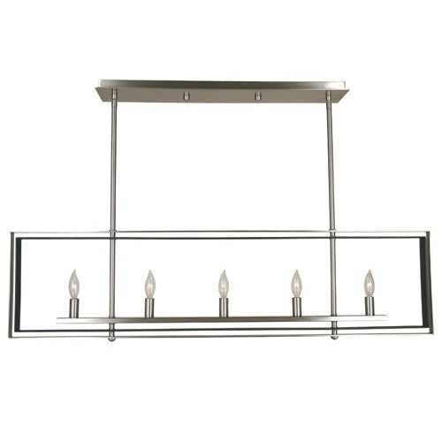 Framburg - 4869 BN/MBLACK - Five Light Island Chandelier - Symmetry - Brushed Nickel w/Matte Black