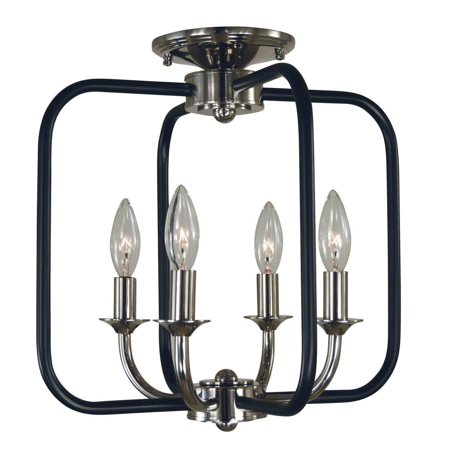 Framburg - 4911 PN/MBLACK - Four Light Flush / Semi-Flush Mount - Boulevard - Polished Nickel w/Matte Black