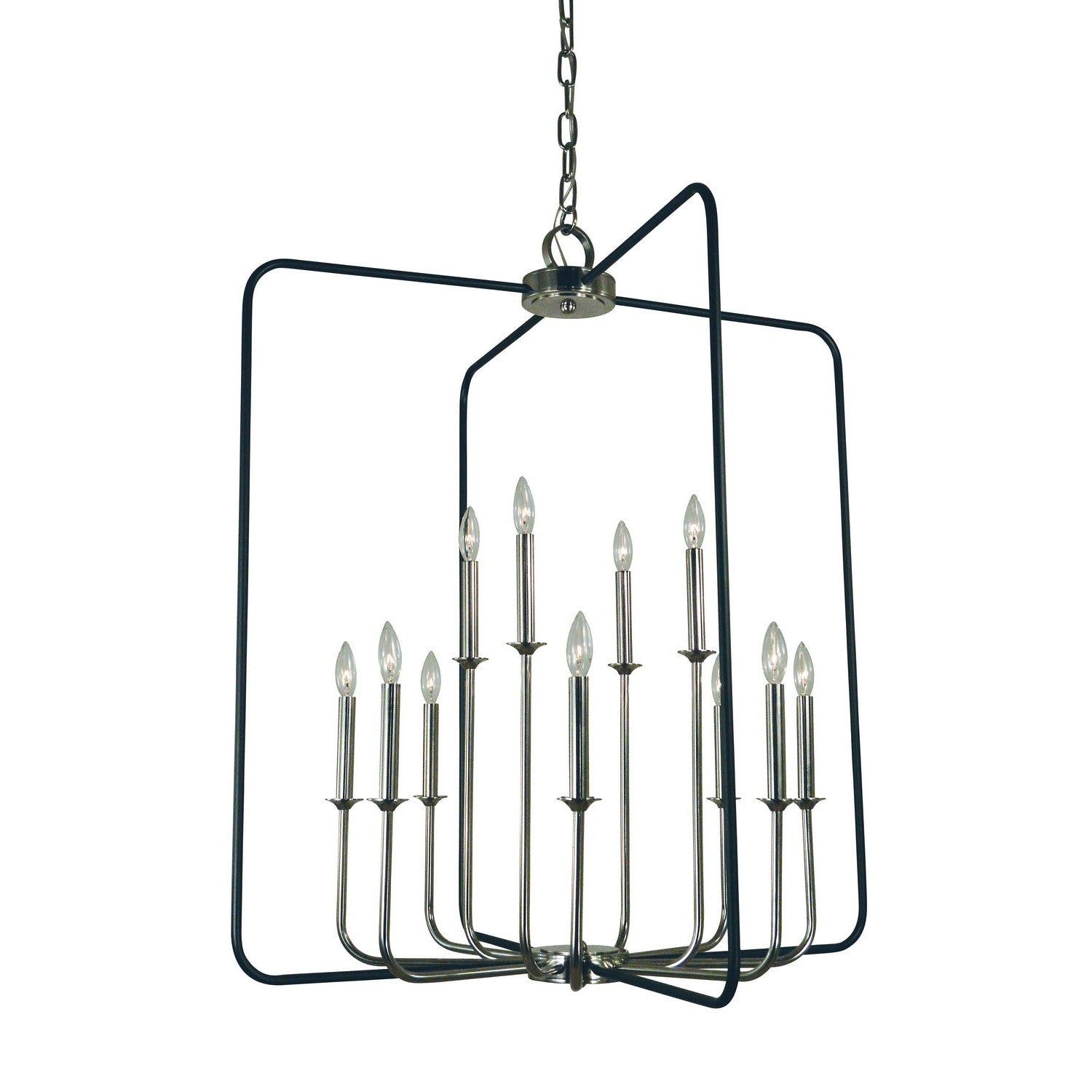Framburg - 4912 PN/MBLACK - 12 Light Chandelier - Boulevard - Polished Nickel w/Matte Black