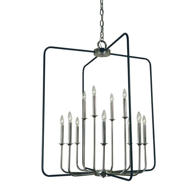 Framburg - 4912 PN/MBLACK - 12 Light Chandelier - Boulevard - Polished Nickel w/Matte Black