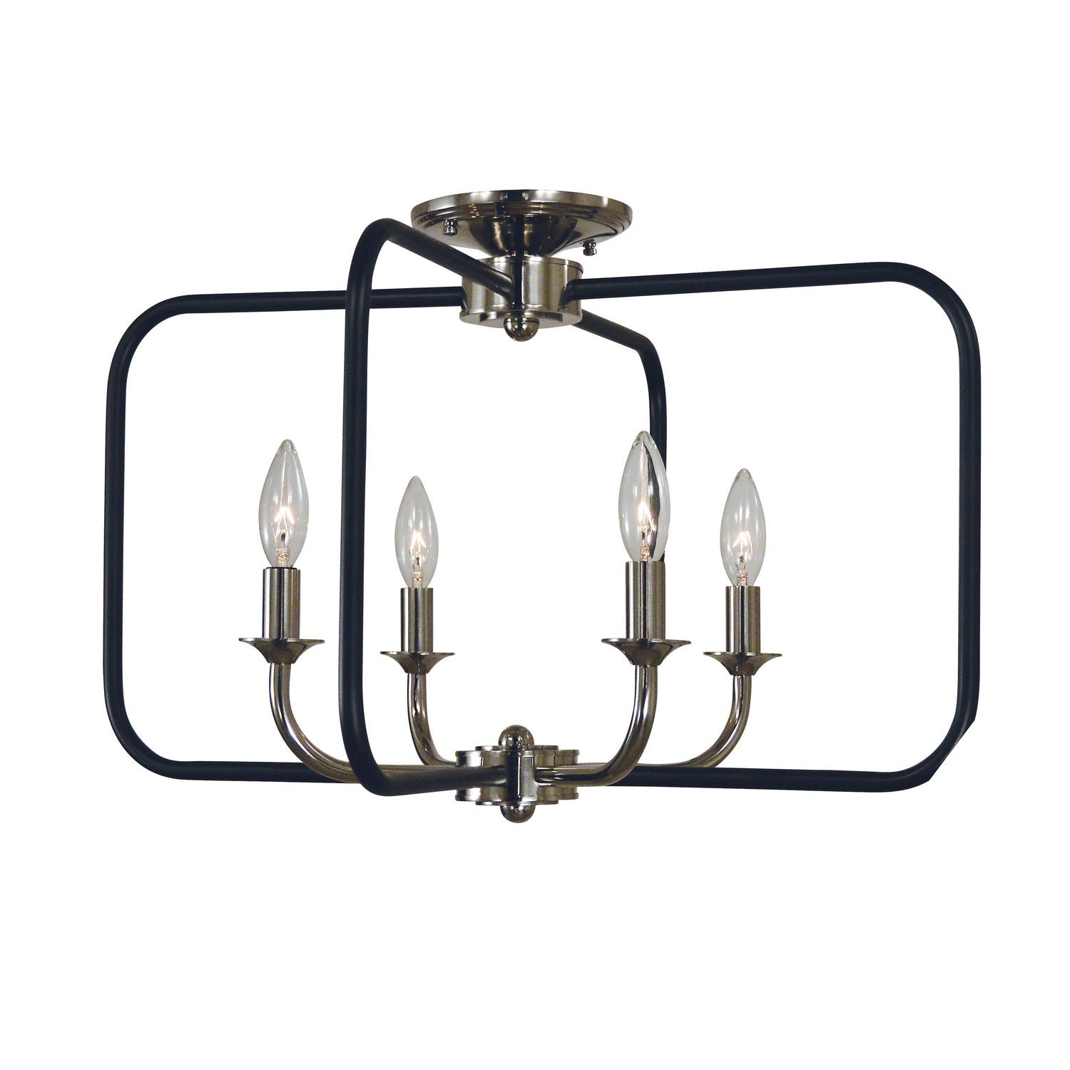 Framburg - 4913 PN/MBLACK - Four Light Flush / Semi-Flush Mount - Boulevard - Polished Nickel w/Matte Black