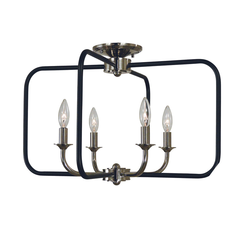 Framburg - 4913 PN/MBLACK - Four Light Flush / Semi-Flush Mount - Boulevard - Polished Nickel w/Matte Black
