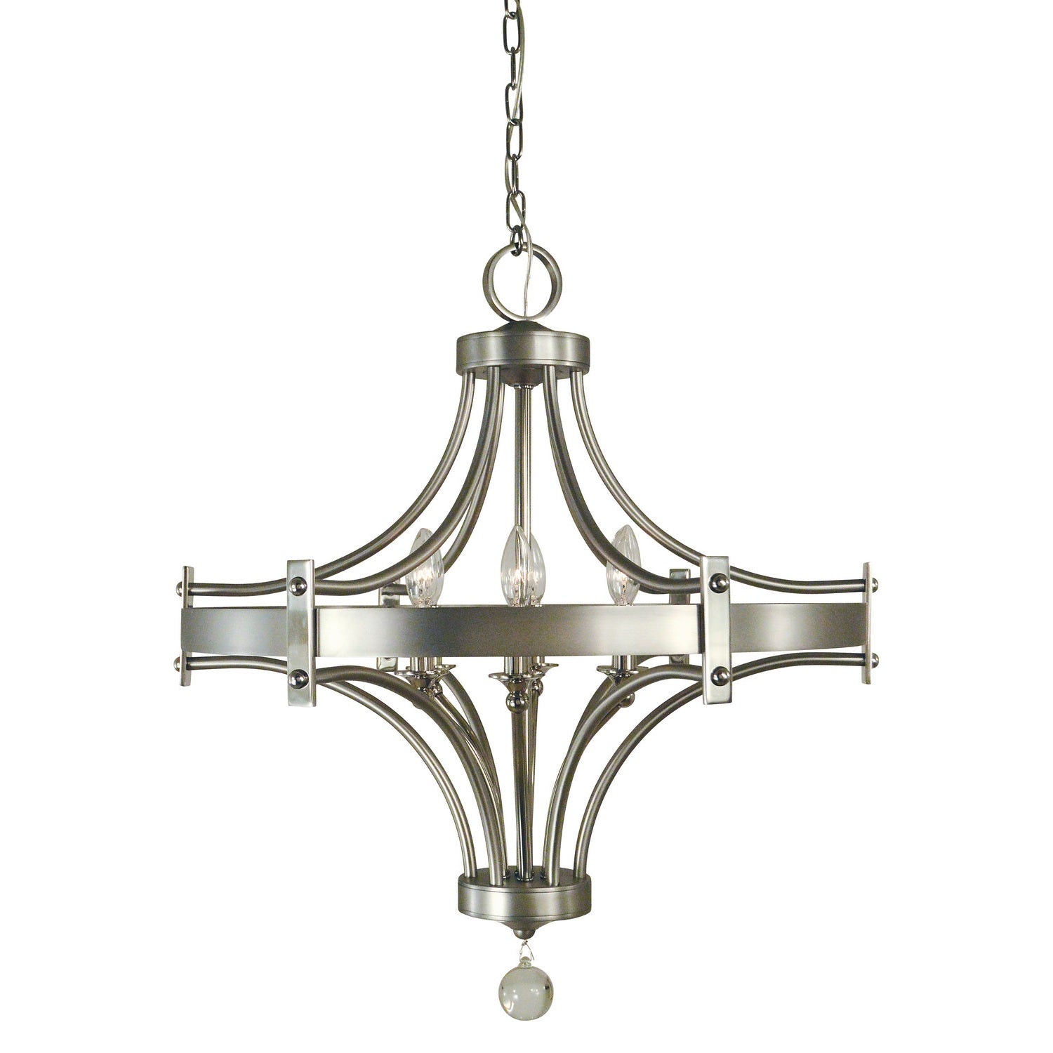 Framburg - 4920 SP/PN - Six Light Chandelier - Regent - Satin Pewter w/Polished Nickel