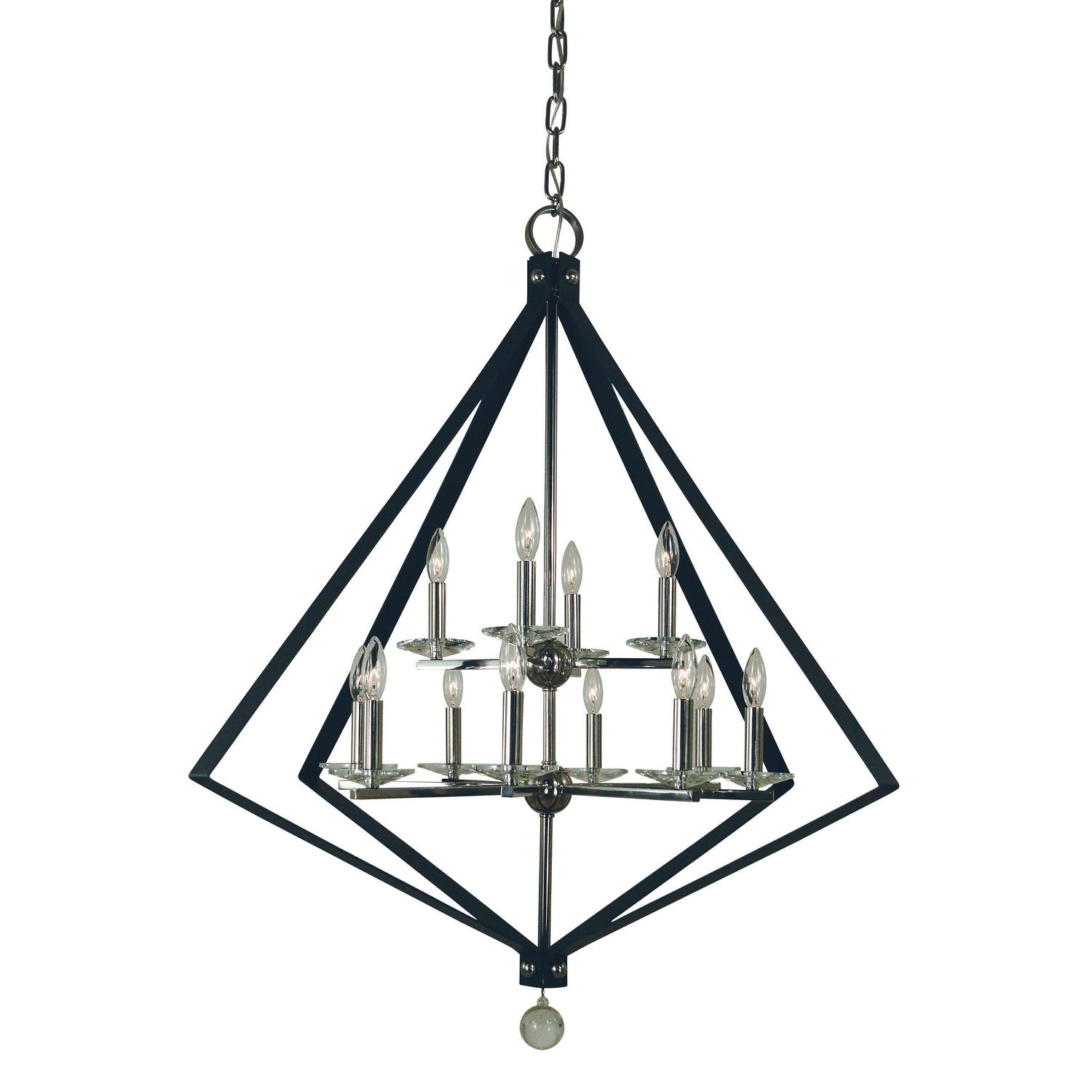 Framburg - 4922 PN/MBLACK - 12 Light Chandelier - Ice - Polished Nickel w/Matte Black