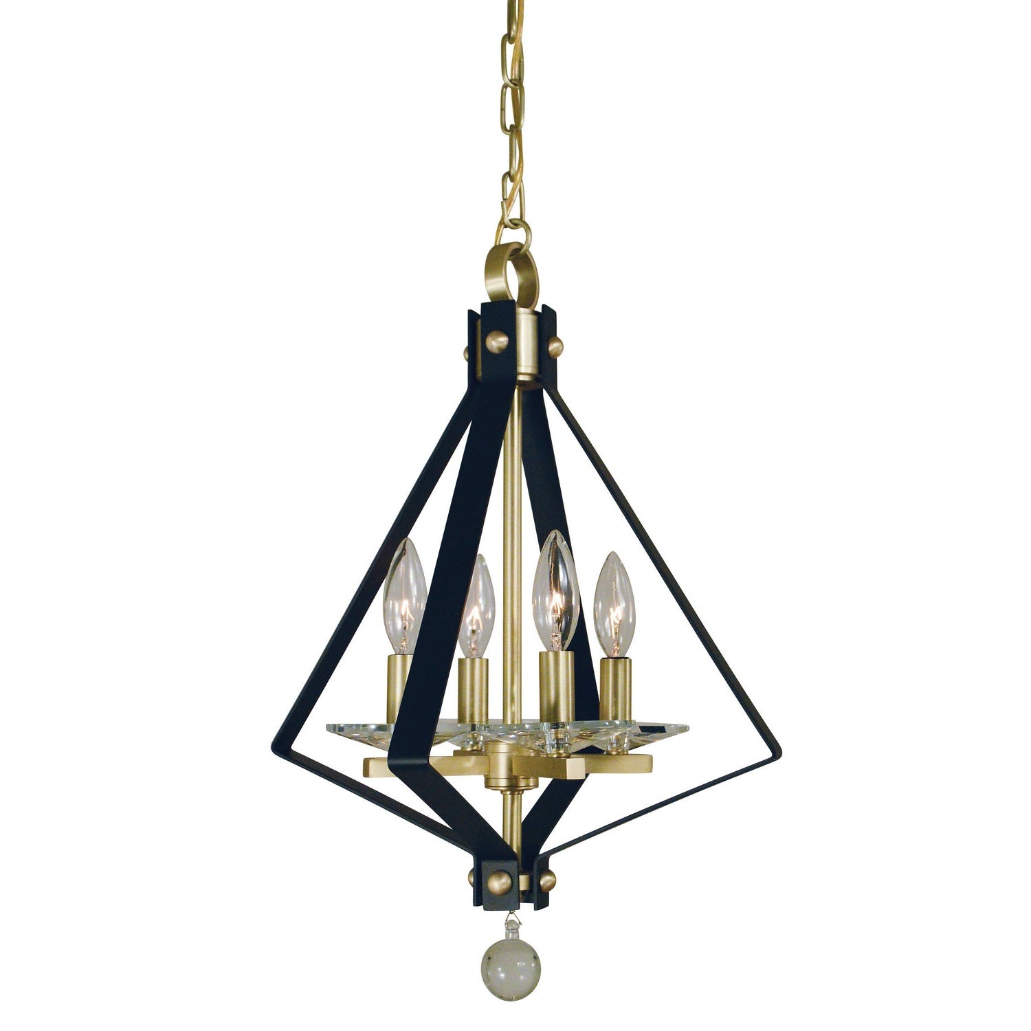 Framburg - 4924 SB/MBLACK - Four Light Chandelier - Ice - Satin Brass w/Matte Black