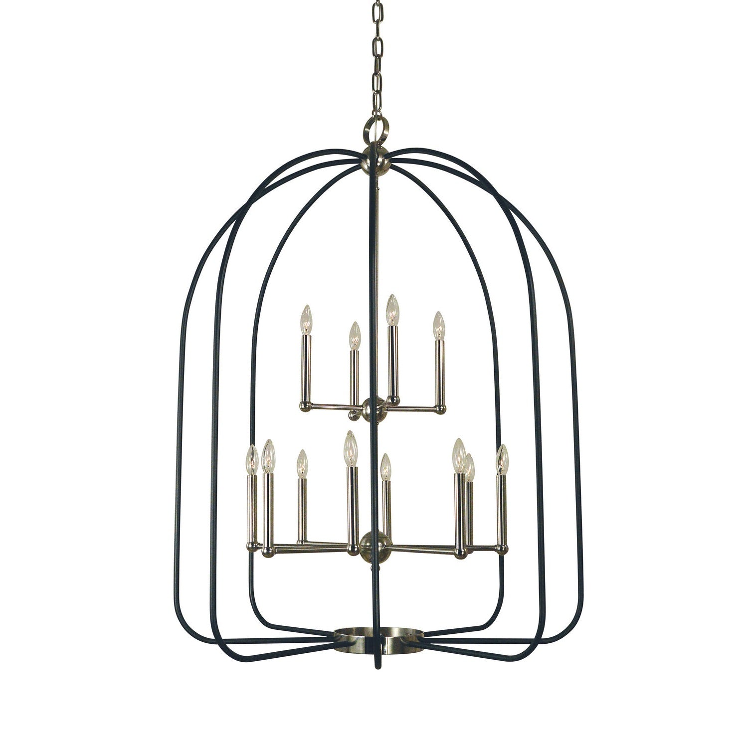 Framburg - 4932 PN/MBLACK - 12 Light Chandelier - Boulevard - Polished Nickel w/Matte Black