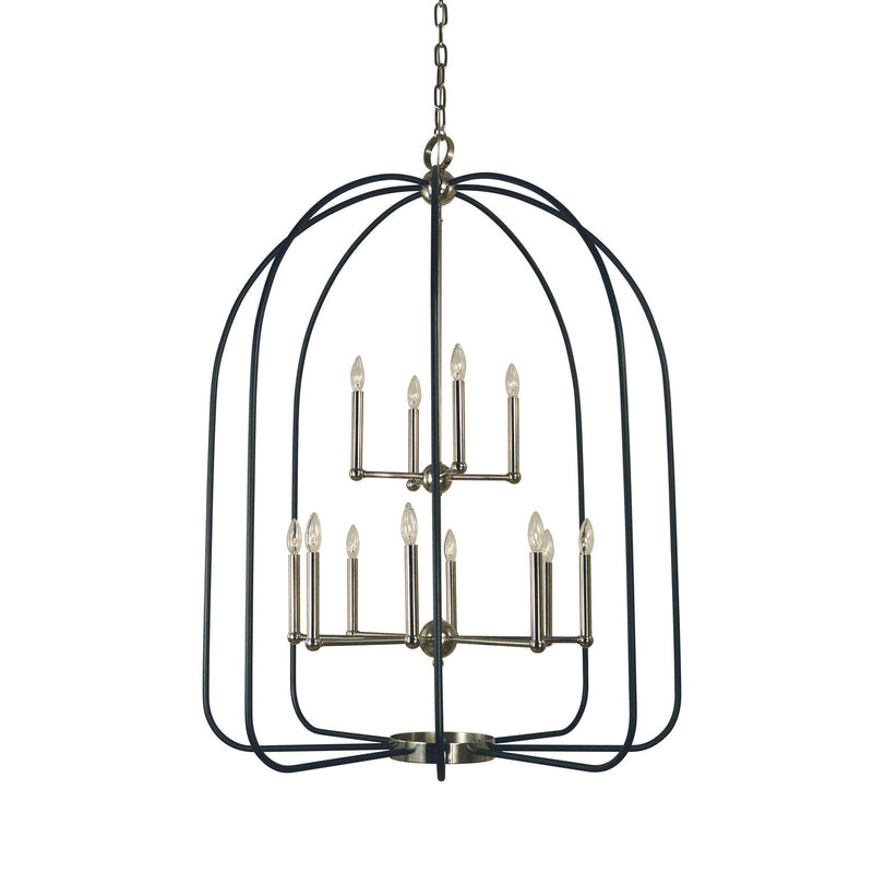 Framburg - 4932 PN/MBLACK - 12 Light Chandelier - Boulevard - Polished Nickel with Matte Black Accents