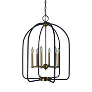 Framburg - 4936 AB/MBLACK - Six Light Chandelier - Boulevard - Antique Brass with Matte Black Accents