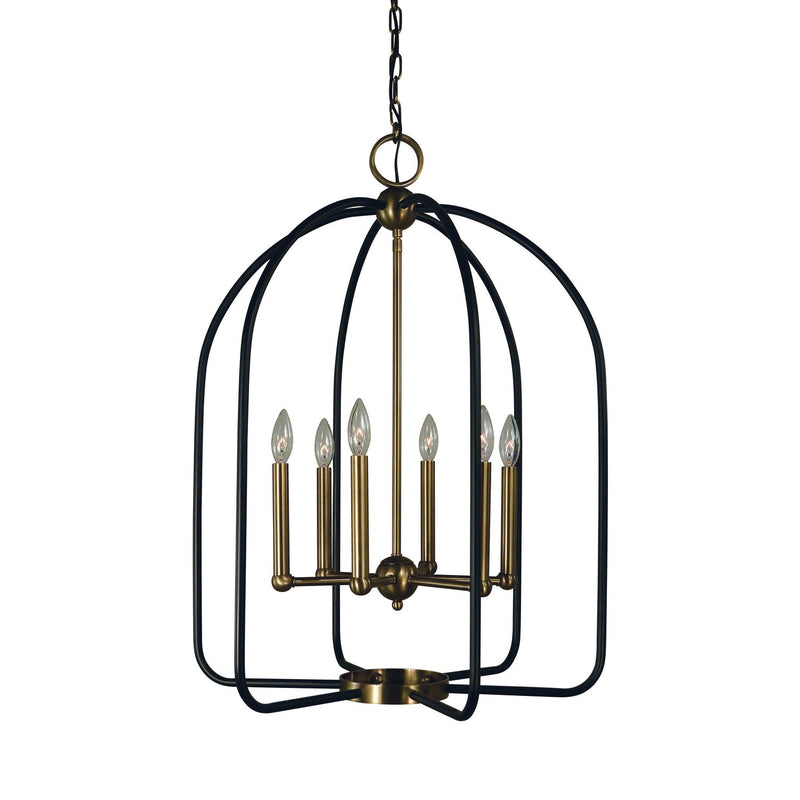Framburg - 4936 AB/MBLACK - Six Light Chandelier - Boulevard - Antique Brass with Matte Black Accents