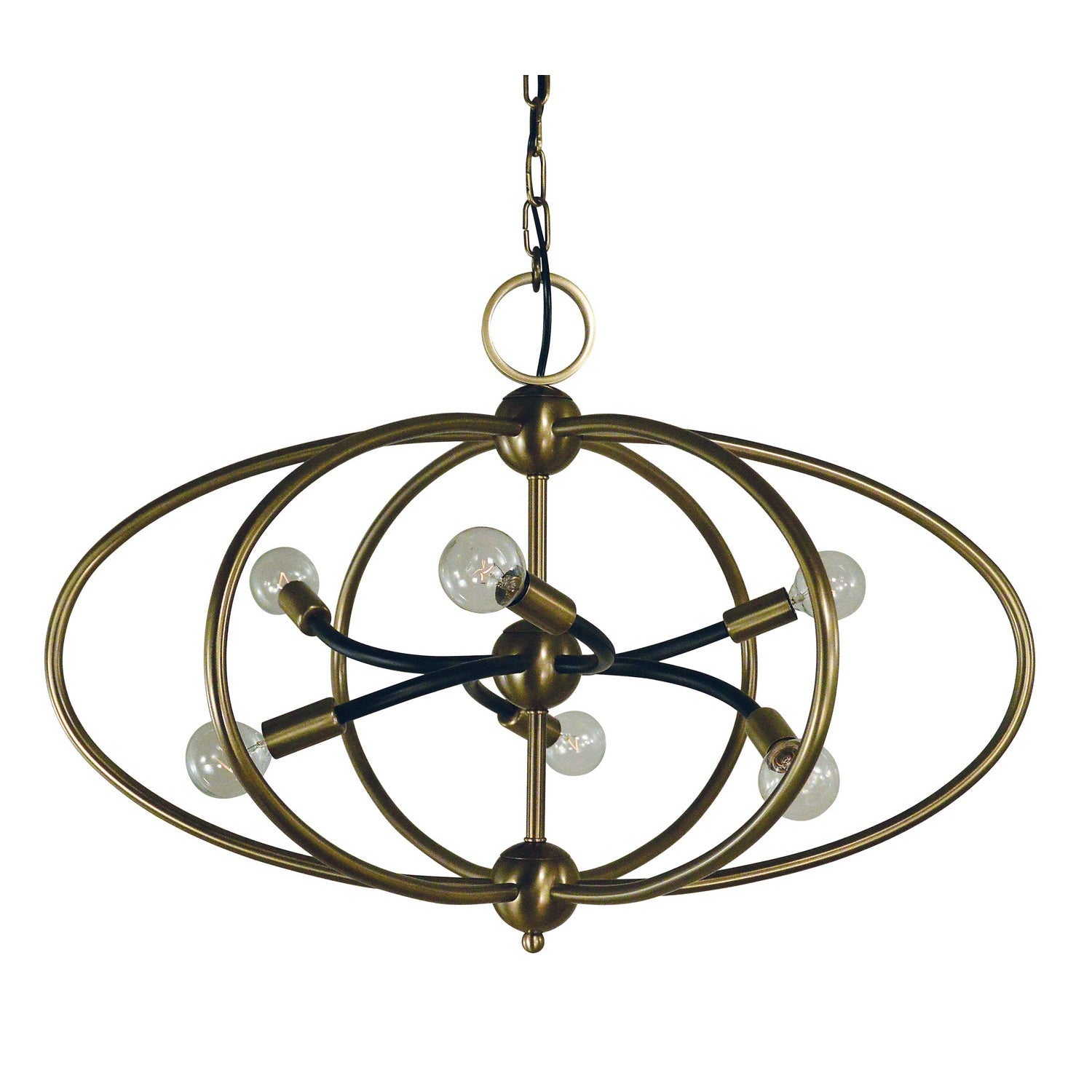 Framburg - 4948 AB/MBLACK - Six Light Chandelier - Orbit - Antique Brass w/Matte Black
