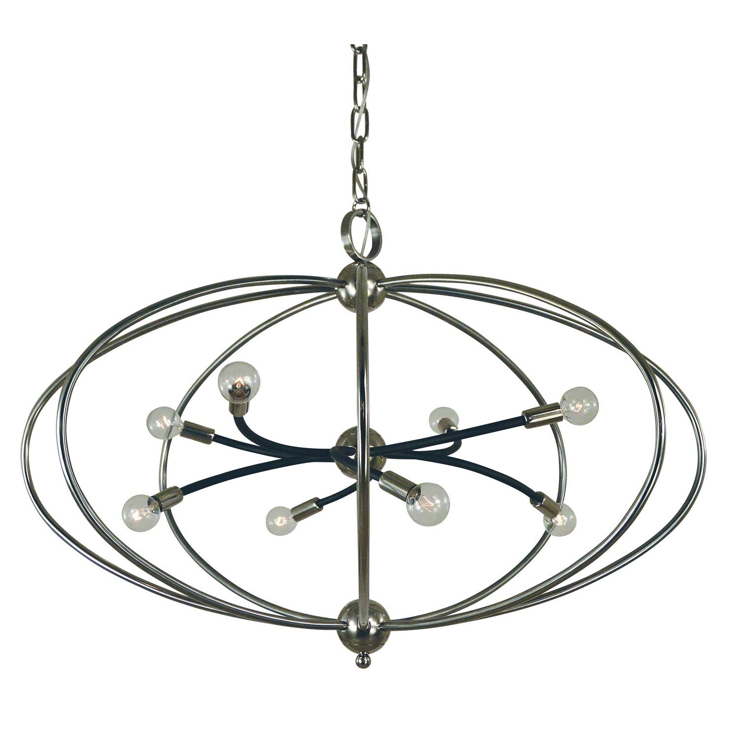 Framburg - 4949 PN/MBLACK - Eight Light Chandelier - Orbit - Polished Nickel w/Matte Black