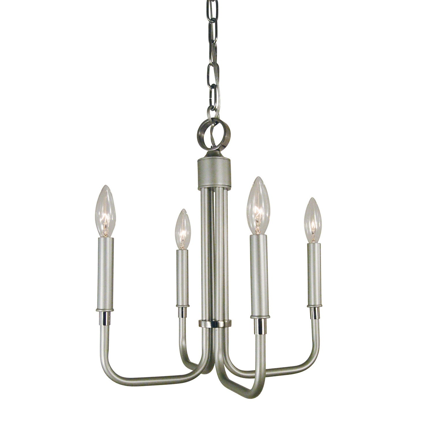 Framburg - 4954 SP/PN - Four Light Chandelier - Lara - Satin Pewter w/Polished Nickel
