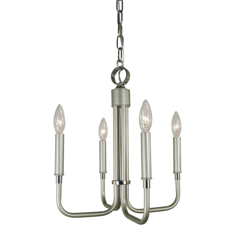 Framburg - 4954 SP/PN - Four Light Chandelier - Lara - Satin Pewter with Polished Nickel Accents