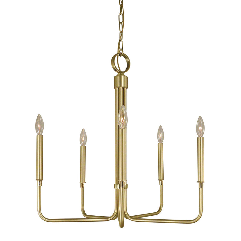 Framburg - 4955 SB/PB - Five Light Chandelier - Lara - Satin Brass with Polished Brass Accents