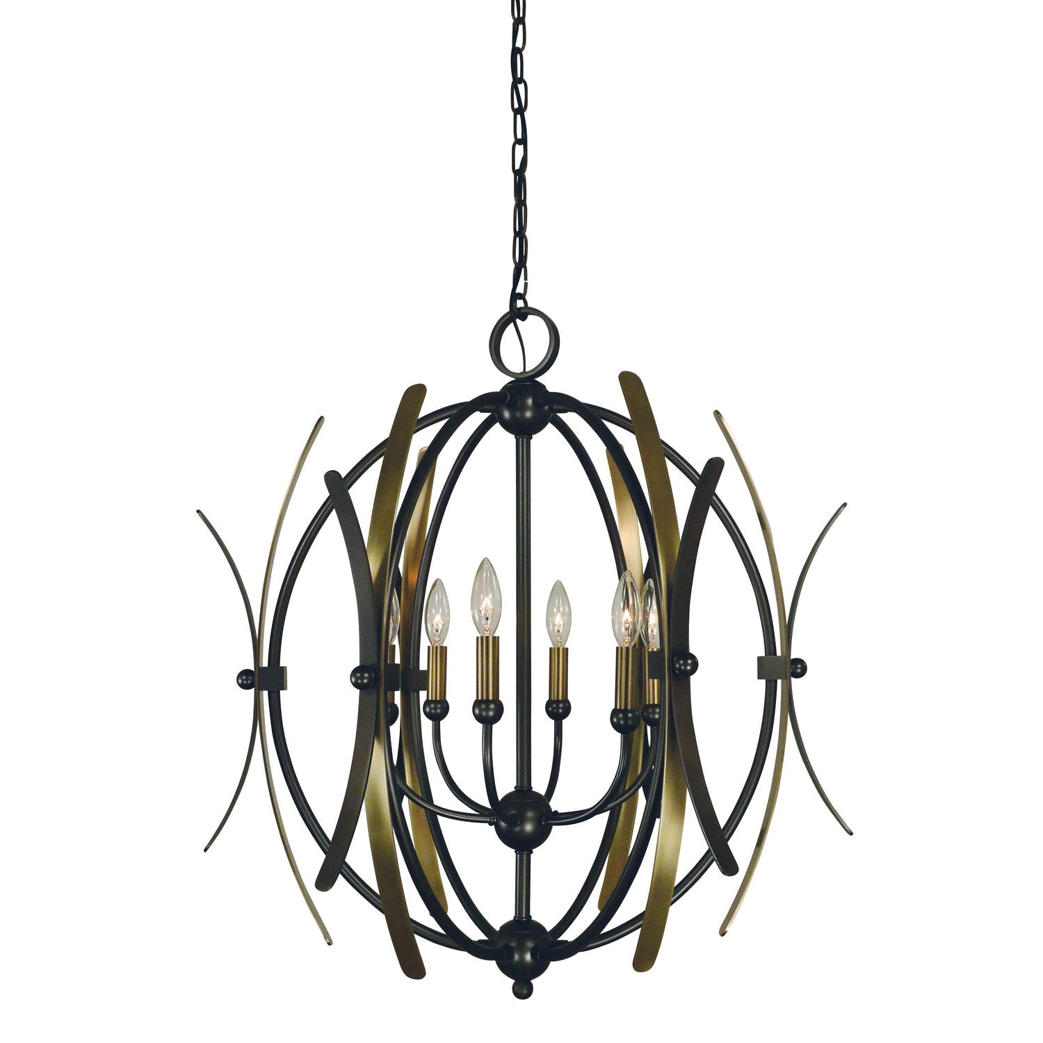Framburg - 5055 MB/AB - Six Light Chandelier - Monique - Mahogany Bronze w/Antique Brass