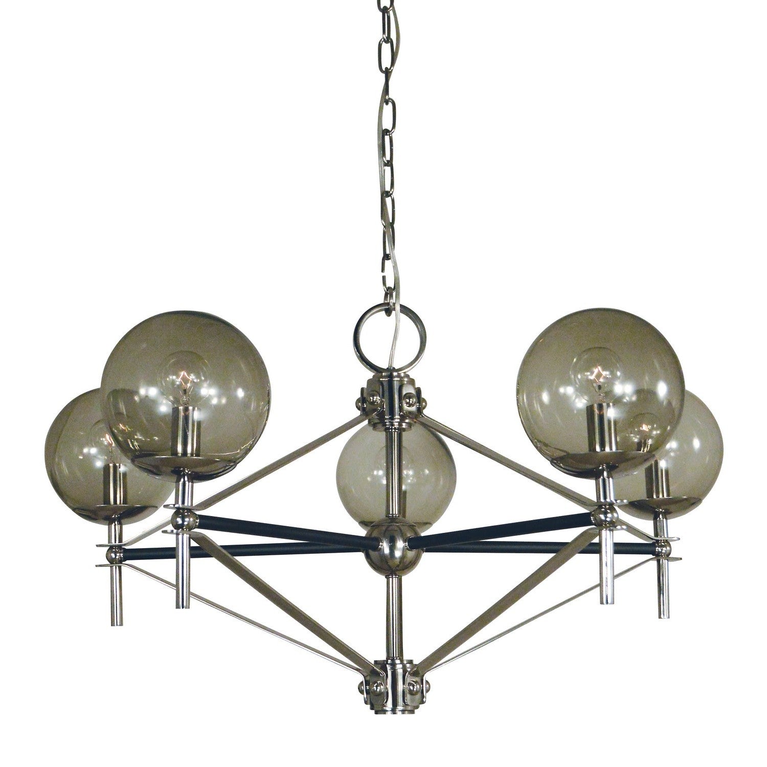 Framburg - 5065 PN/MBLACK - Five Light Chandelier - Calista - Polished Nickel w/Matte Black