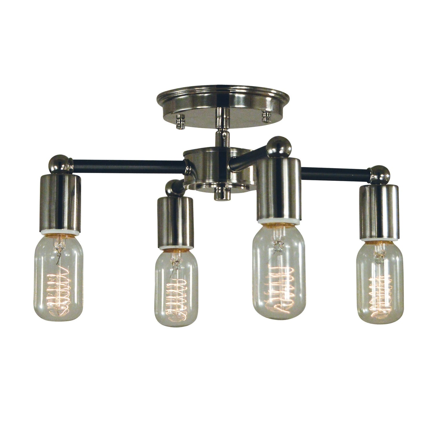 Framburg - 5080 PN/MBLACK - Four Light Flush / Semi-Flush Mount - Nebula - Polished Nickel w/Matte Black
