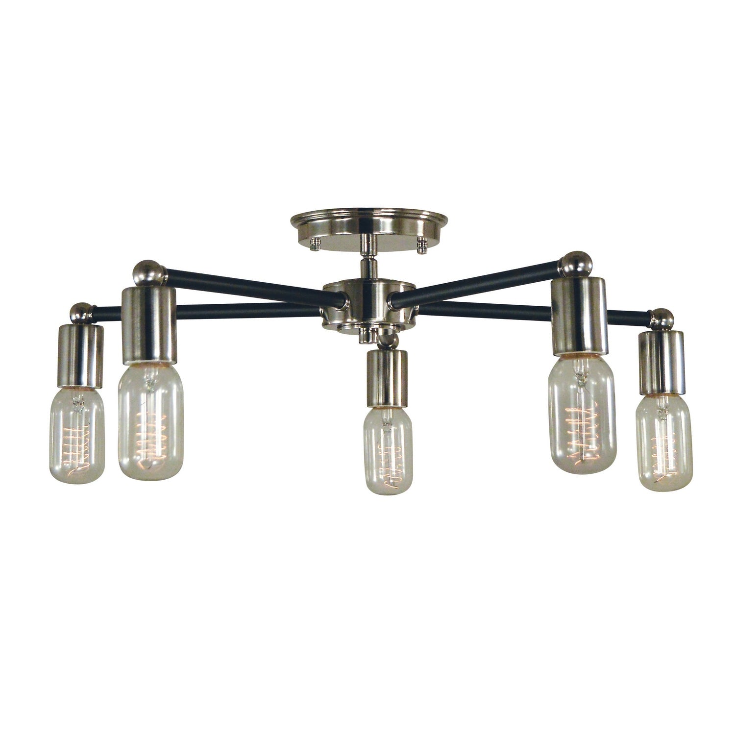 Framburg - 5082 PN/MBLACK - Five Light Flush / Semi-Flush Mount - Nebula - Polished Nickel w/Matte Black