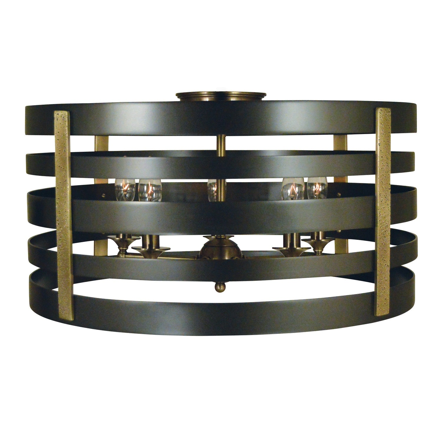 Framburg - 5092 MB/AB - Five Light Flush / Semi-Flush Mount - Pastoral - Mahogany Bronze w/Antique Brass